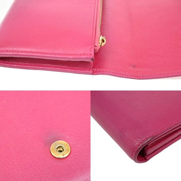 YVES SAINT LAURENT YSL Logo Belle De Jour Long Wallet Leather Pink GHW 66KB977 - Picture 11 of 14